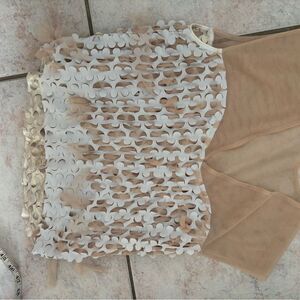 not by jenny lai fishnet see thru dress suit shirt abstract 3d ruffle blouse new